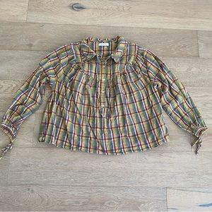 DOEN Billie Jean Top in Rainbow Plaid Print Small